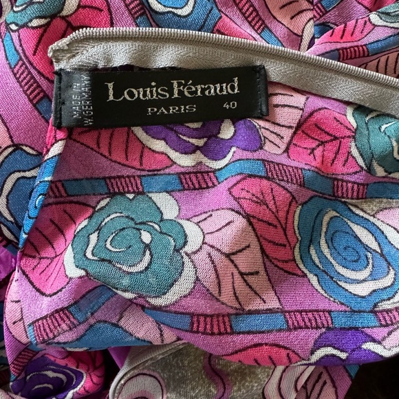 Vintage RARE Louis Feraud Floral Plunging Maxi Dress Size 40/S - Picture 6 of 6